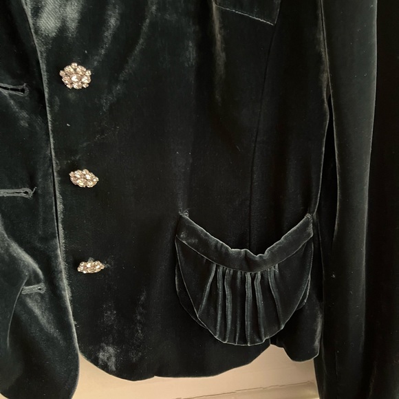 Banana Republic Blue-Green Velvet Jacket, Size 12 - Picture 3 of 4